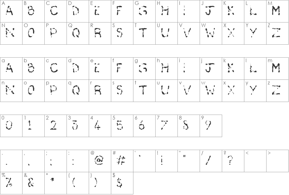 Deaf As A Post font character map preview