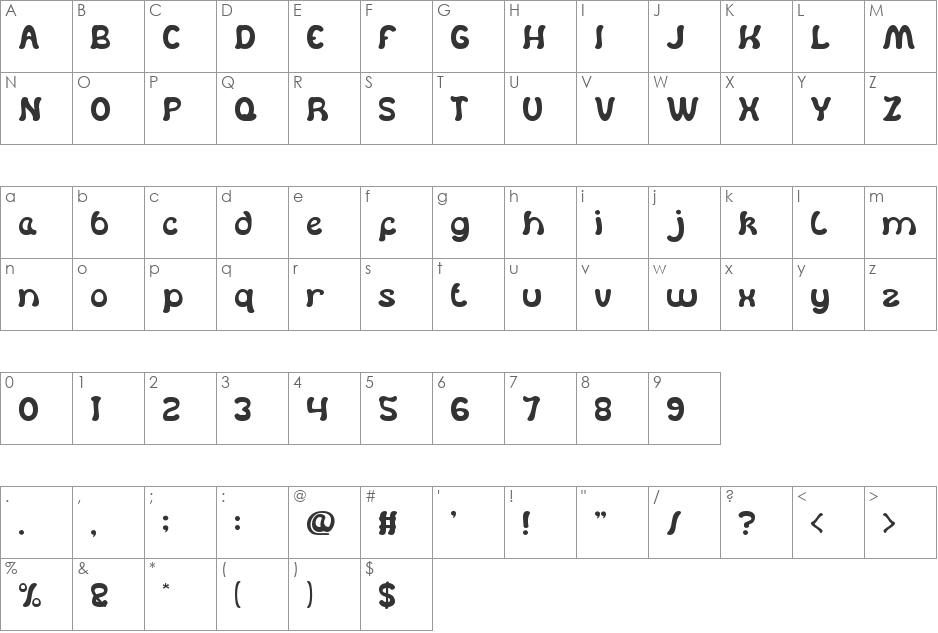 Dear Lovely font character map preview