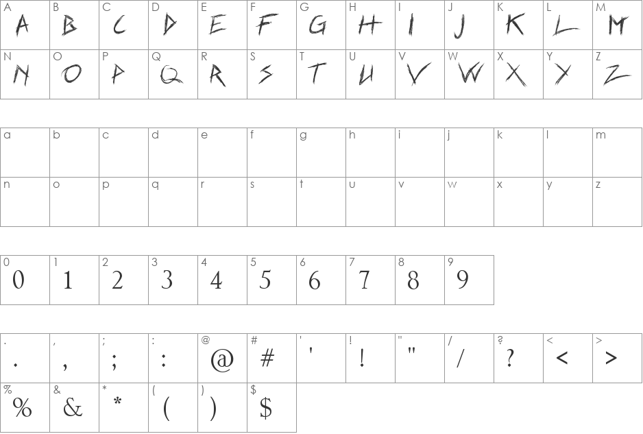 Dear Zebra font character map preview