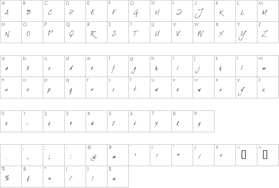 DearJoe font character map preview