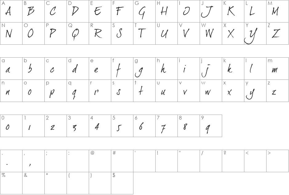 dearJoe 2 font character map preview