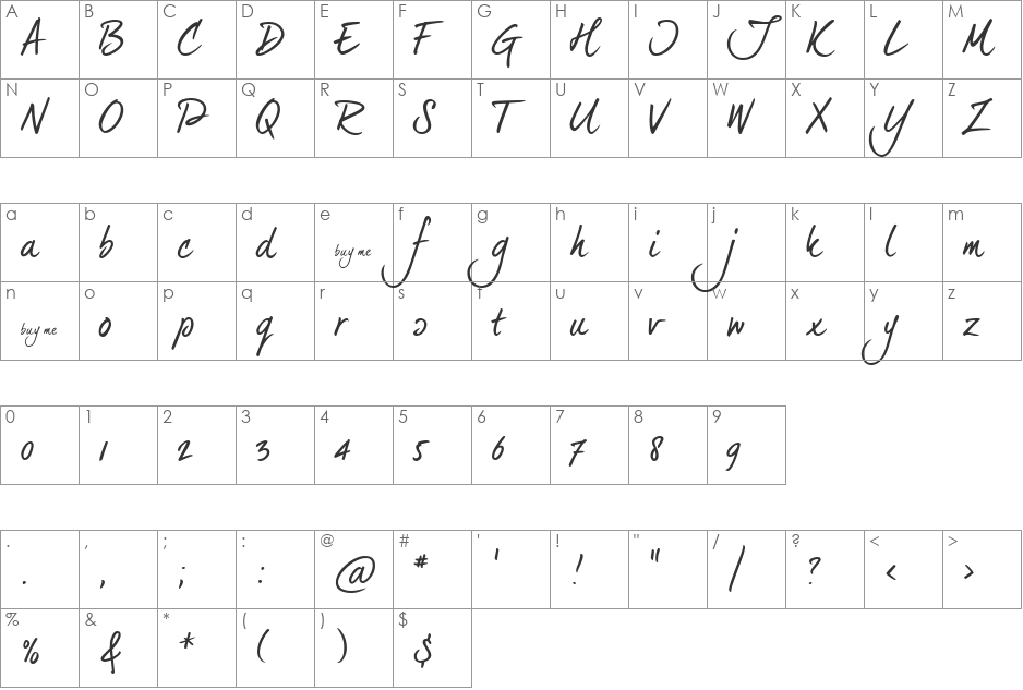 dearJoe 5 font character map preview