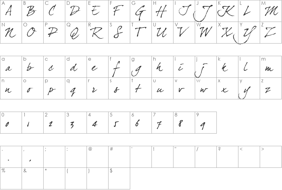 dearJoe4 font character map preview