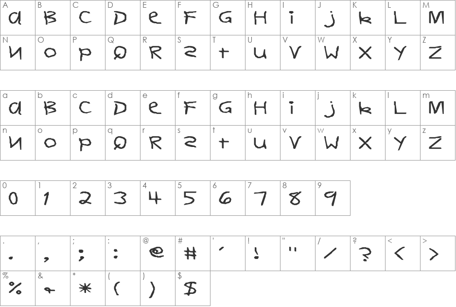 DearTeacher-Normal Wd font character map preview