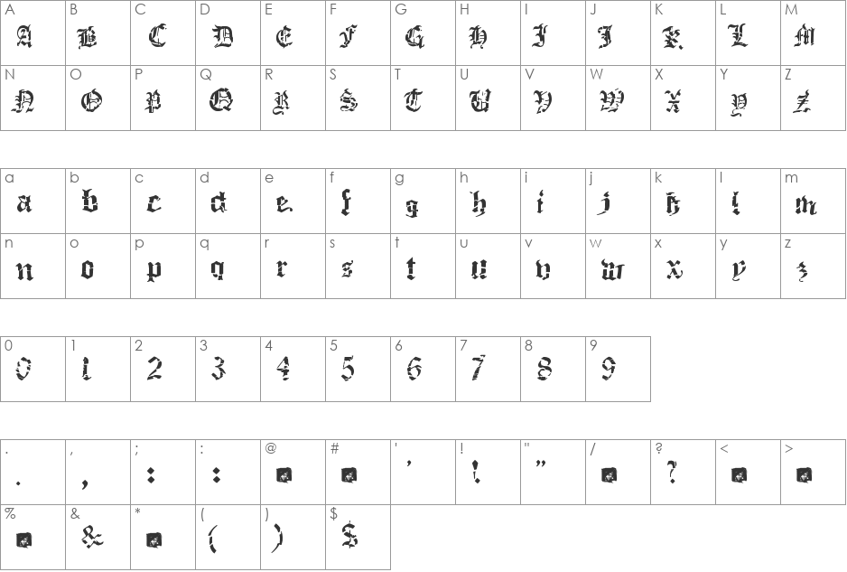 Death Fucking Metal font character map preview