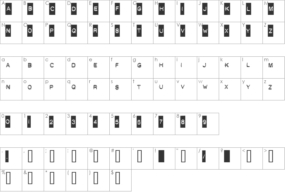 DEATH STRUGGLE font character map preview