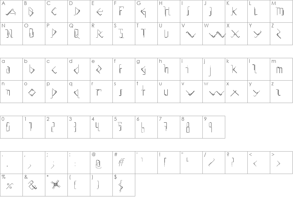 Allen Keys_beta font character map preview