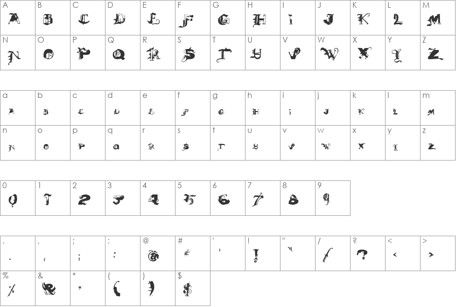 DeathMix font character map preview