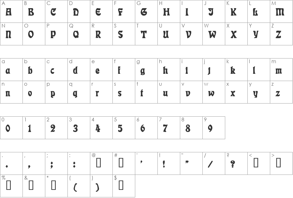 DeauvilleSSK font character map preview