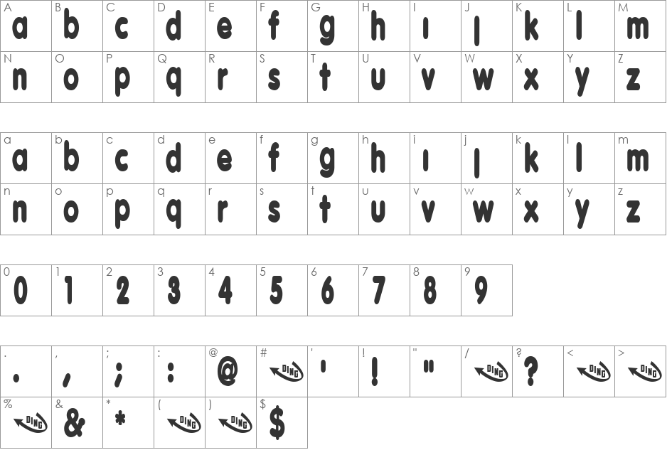 Deceit font character map preview