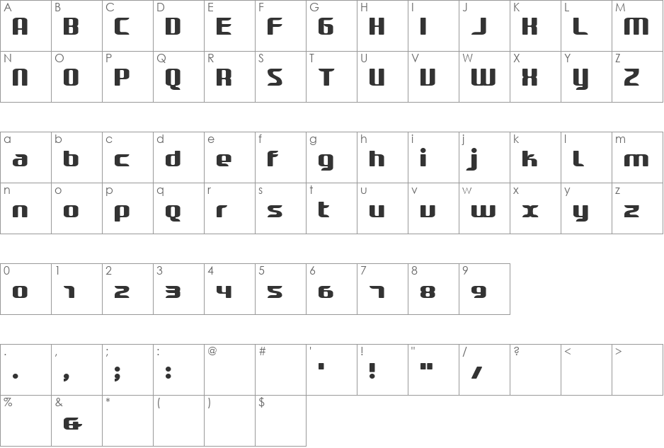 Decipher font character map preview