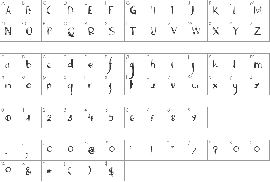 Deco Pimp font character map preview