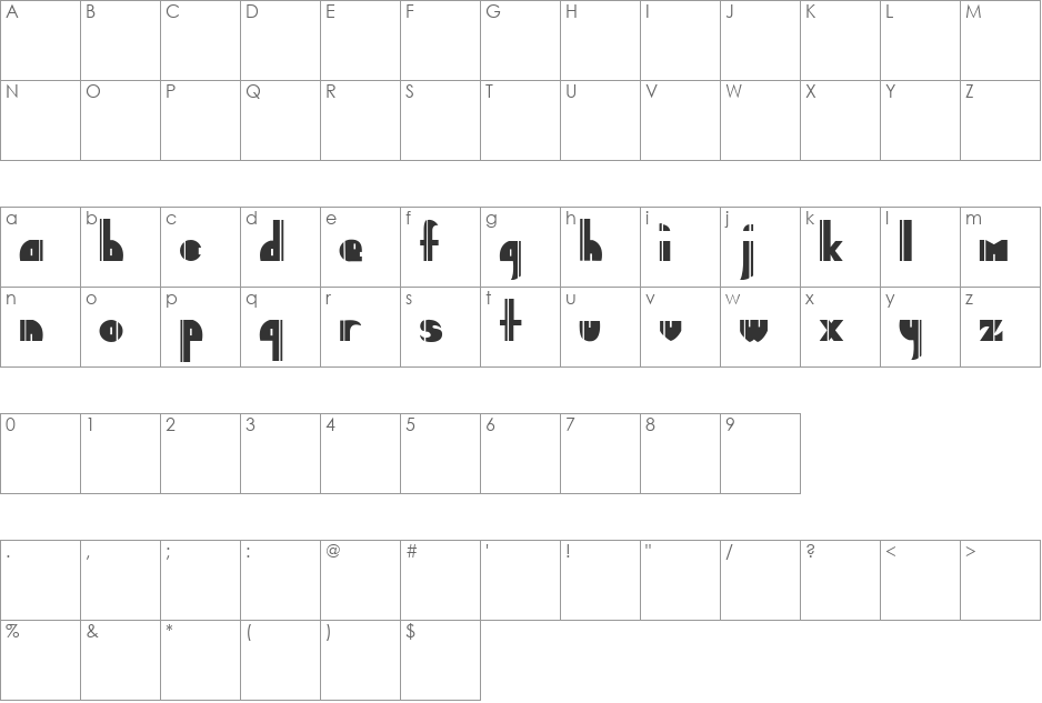 Deco Slice font character map preview