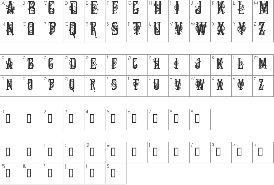 DecoCaps font character map preview