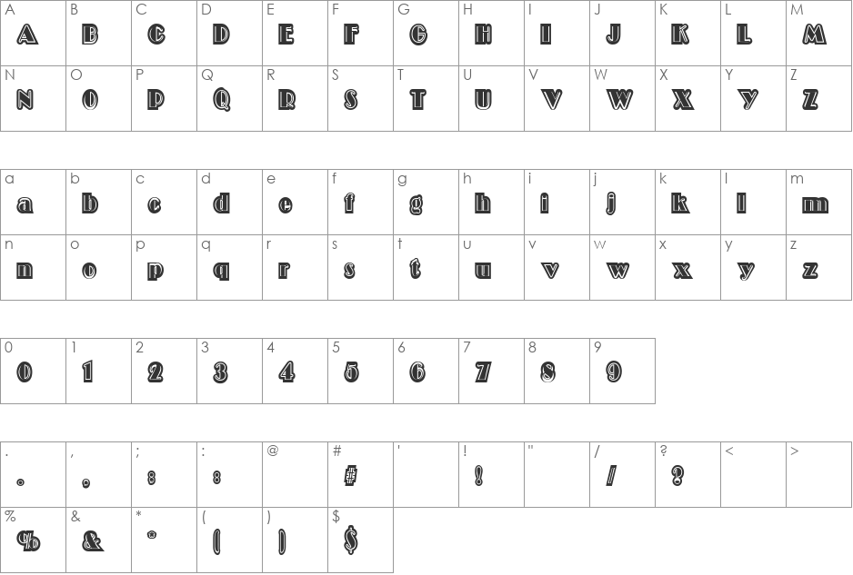 Decollagena font character map preview