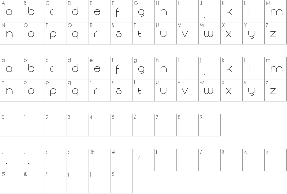 Decomart FF 4F font character map preview