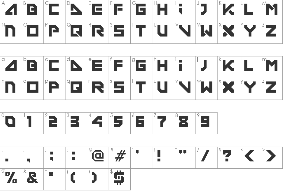Deconditioned Reflex  font character map preview