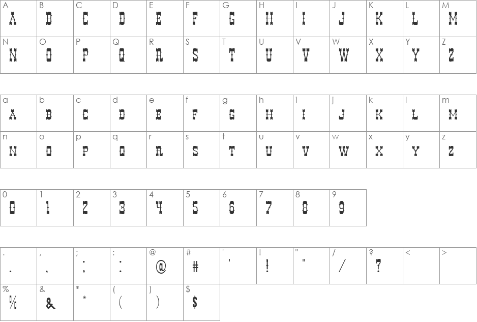 Decree Art Two font character map preview