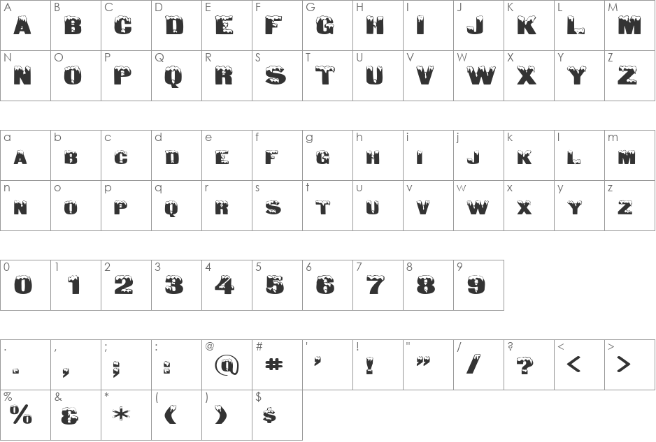 DeepFreezeExtended font character map preview