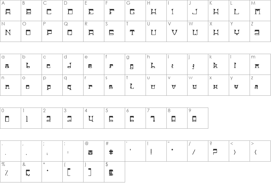 Def Square font character map preview