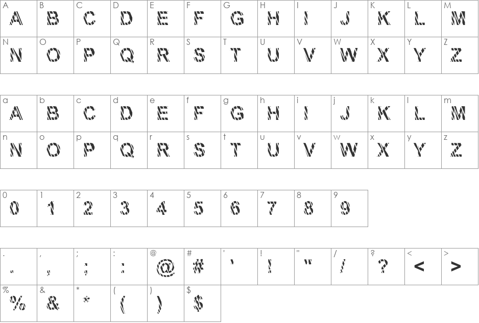 Alli font character map preview