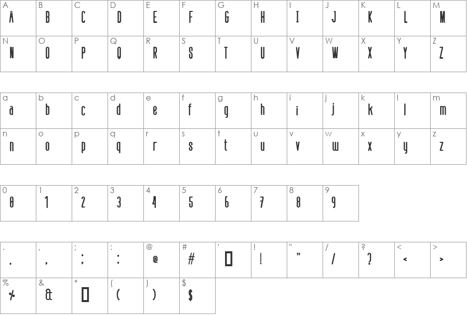 defatted milk font character map preview