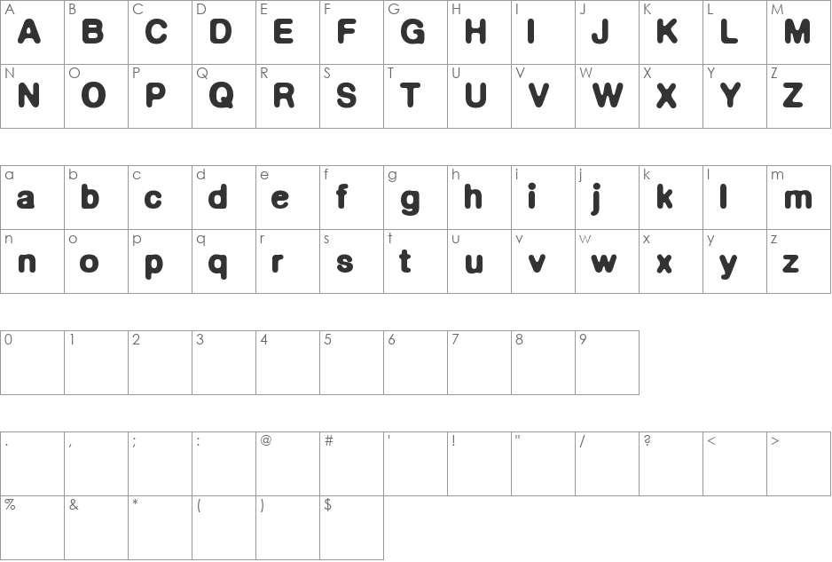 DeFonte font character map preview