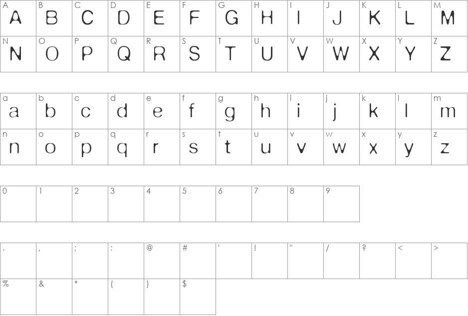 DeFonte font character map preview