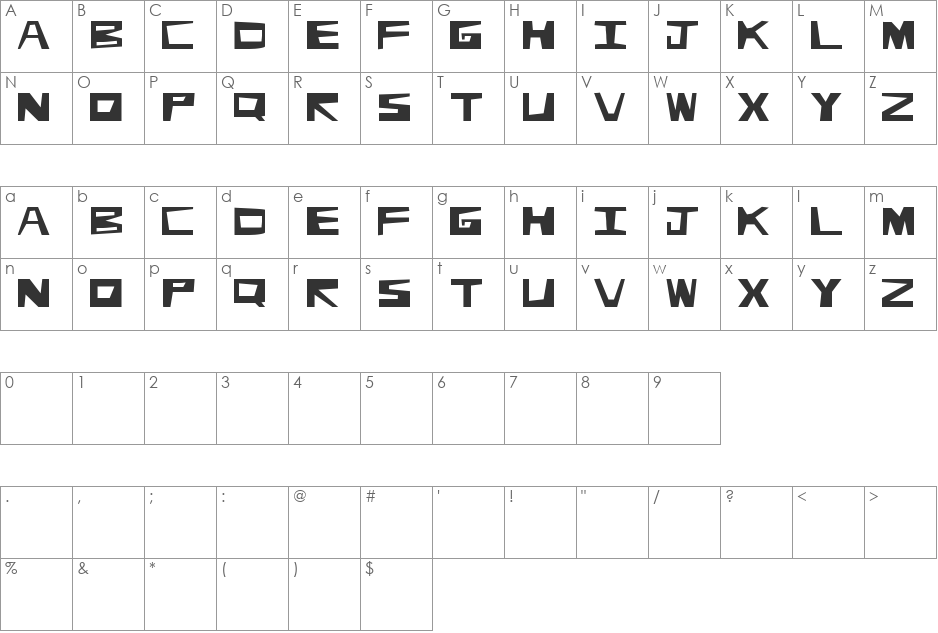 Deformed Font font character map preview