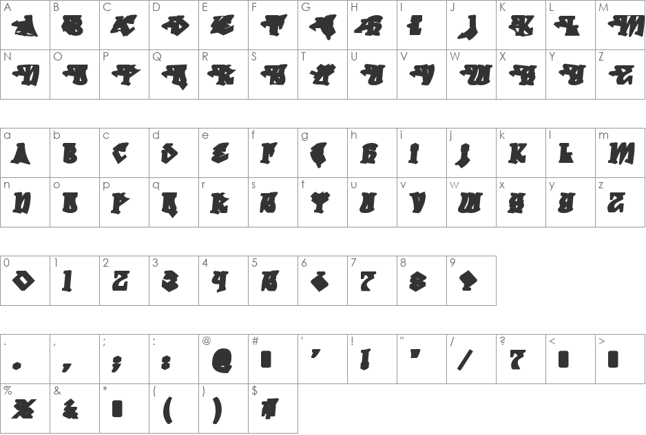 Degrassi font character map preview