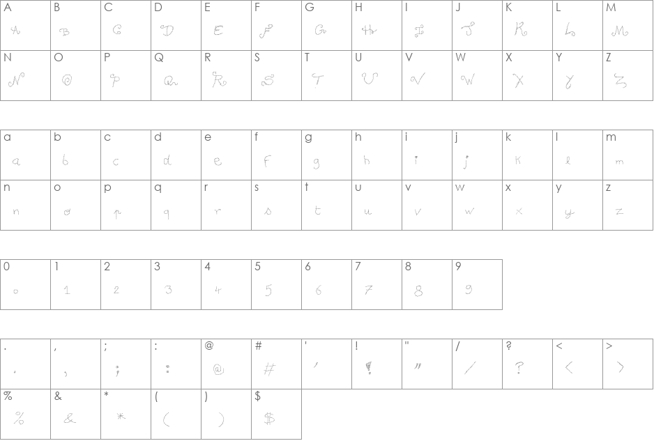 degueulasse font character map preview