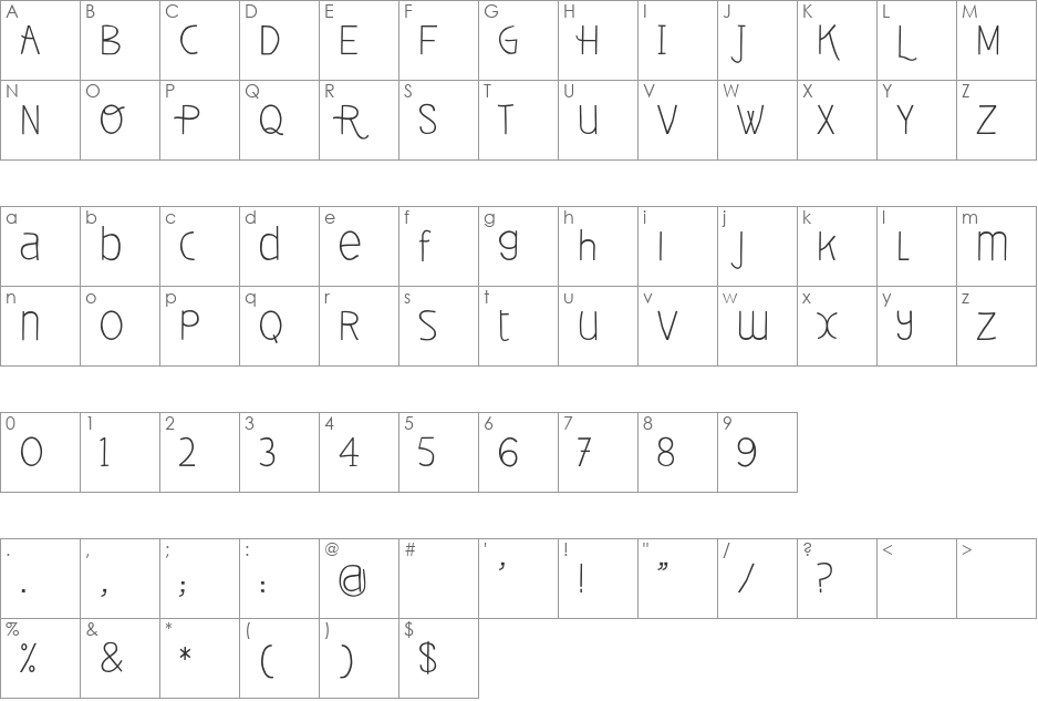 Deibi font character map preview