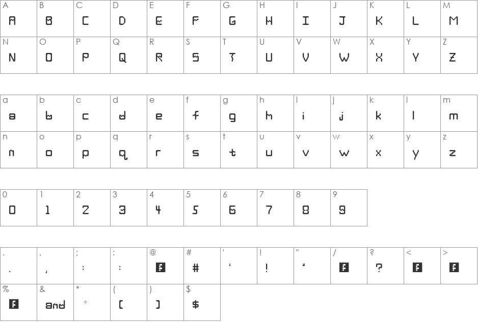Deka font character map preview