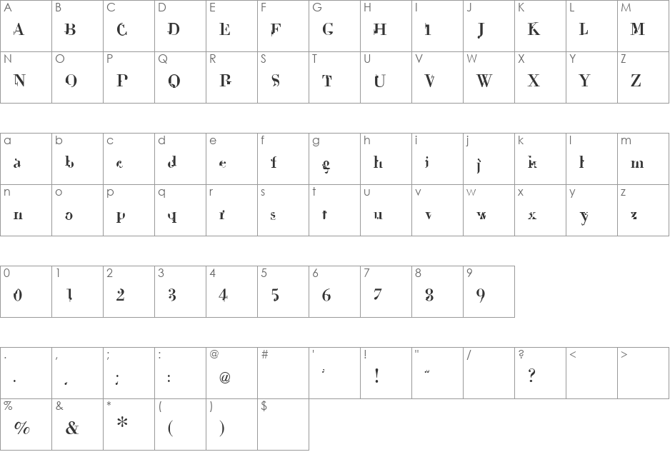 dekale font character map preview