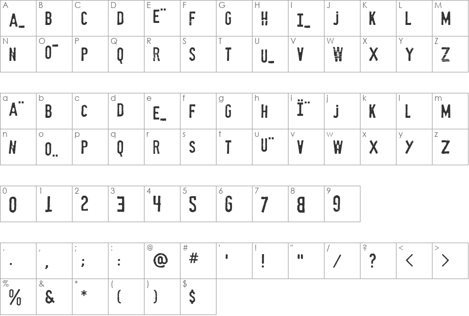 DekapotDeluxxe font character map preview