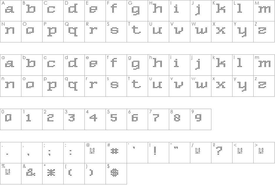 Deko font character map preview
