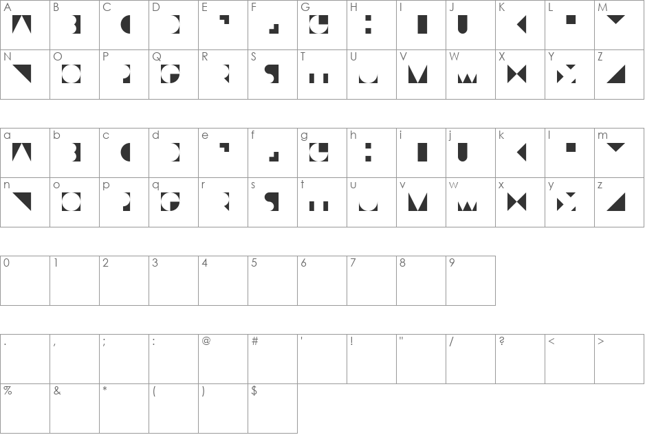 Deko font character map preview