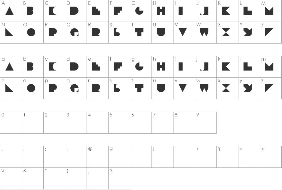 Deko font character map preview