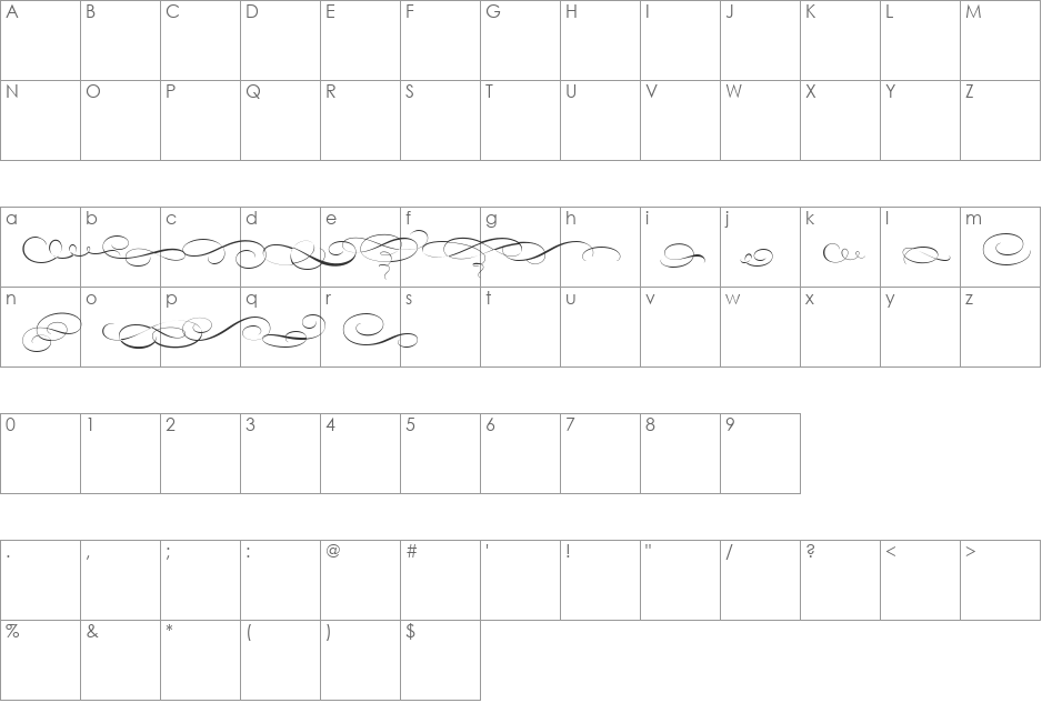 Dekor01 font character map preview