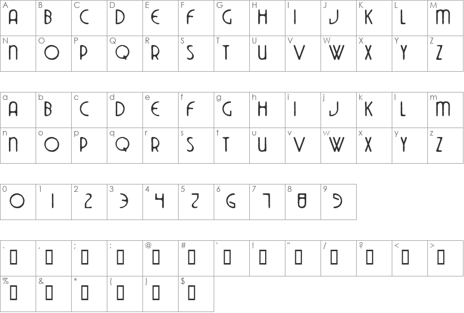 DekoSide font character map preview