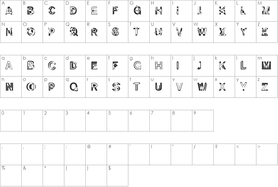 DeKunst font character map preview