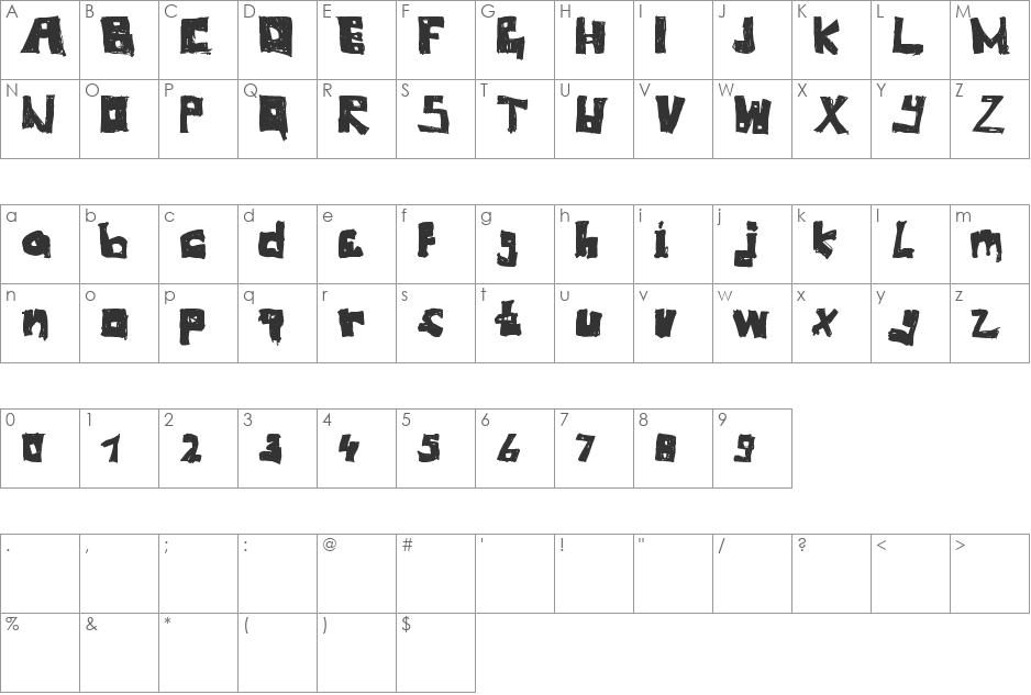 DelaBlocks DSG font character map preview