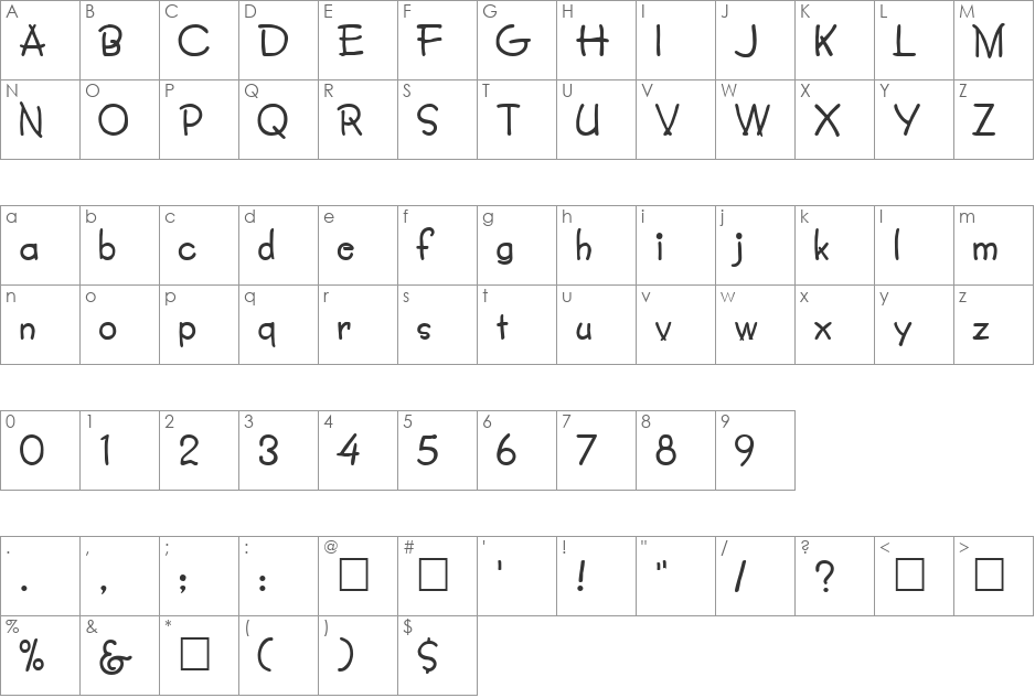 Delano font character map preview