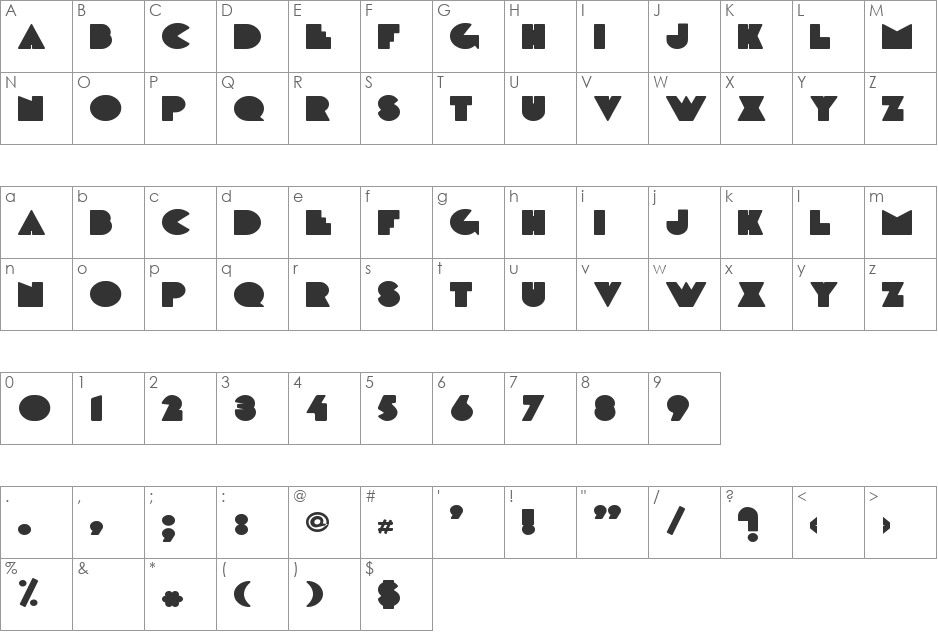 DeLargeWired font character map preview