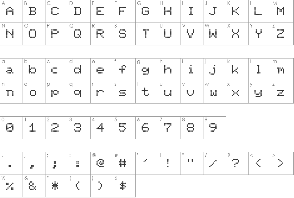 Delaware font character map preview