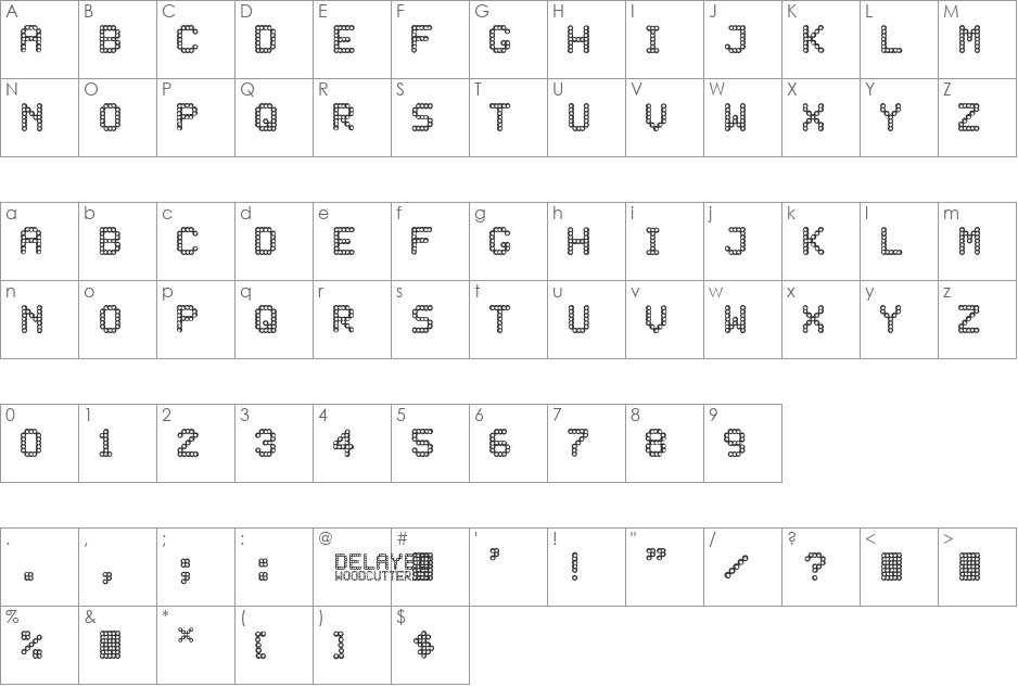 DELAYED font character map preview