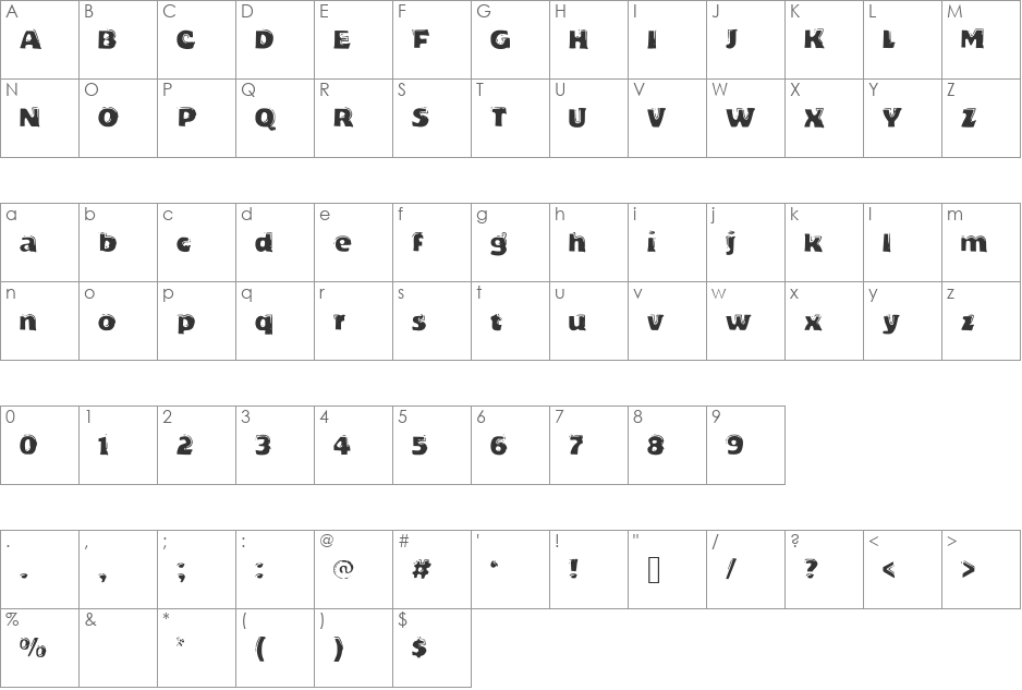 DeLeo font character map preview