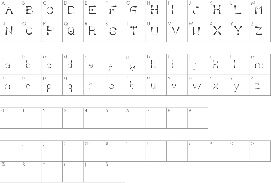 Delicious Ketchup font character map preview