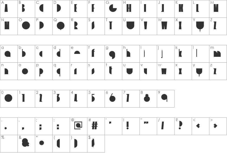 delizioso font character map preview