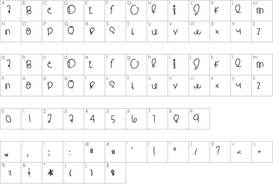 AllStarGalaxy font character map preview